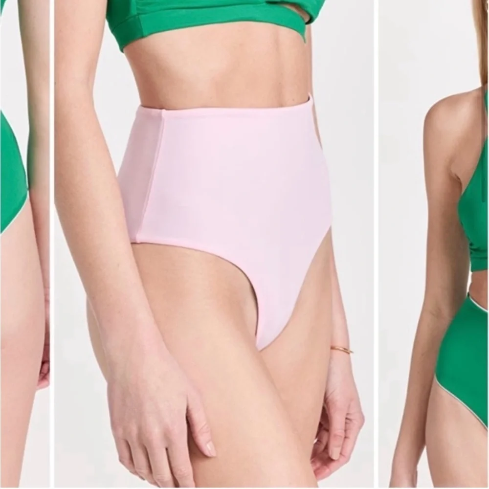 Agua Bendita Alicia Reversible High Rise Bikini Bottom in Pink Green Women’s 3X